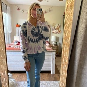 Ocean Drive Blue and Purple Tie Dye Cropped Sweatshirt Hoodie